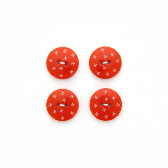 Markenprodukt 4-Knopf-Set mit 2 Löchern, 18 mm, dunkelorange Blumenmuster