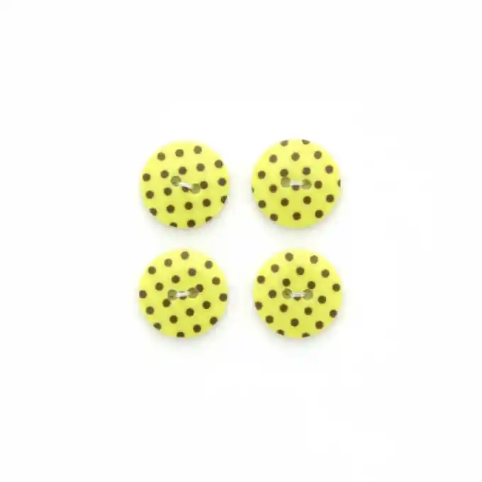 Jetzt Bestellen 4-Knopf-Set mit 2 Löchern, 14 mm Durchmesser und gelben Punkten