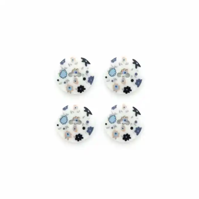 Saisonangebot 4-Knopf-Set mit 2 Löchern, 18 mm, mehrfarbig, weiß und blau