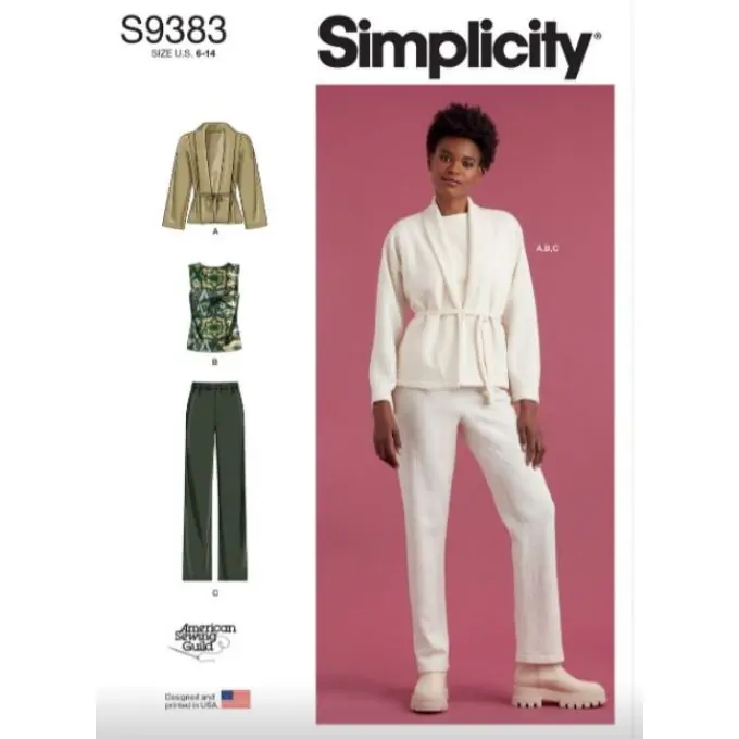 Simplicity Schaljacke mit Dreiviertelärmeln & Taillenband – Mittlerer Schwierigkeitsgrad Preiswert