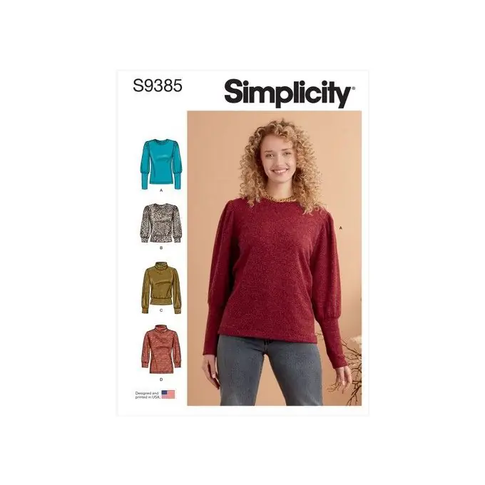 Strick-Oberteile mit hohem Ausschnitt, plissierten Ärmeln – Simplicity Ausverkauf