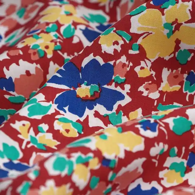 Günstig Popeline Viskose Ecovero bunt koralle