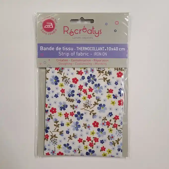 Stoffstreifen zum Aufbügeln blumig blau rot weiß Exklusiv