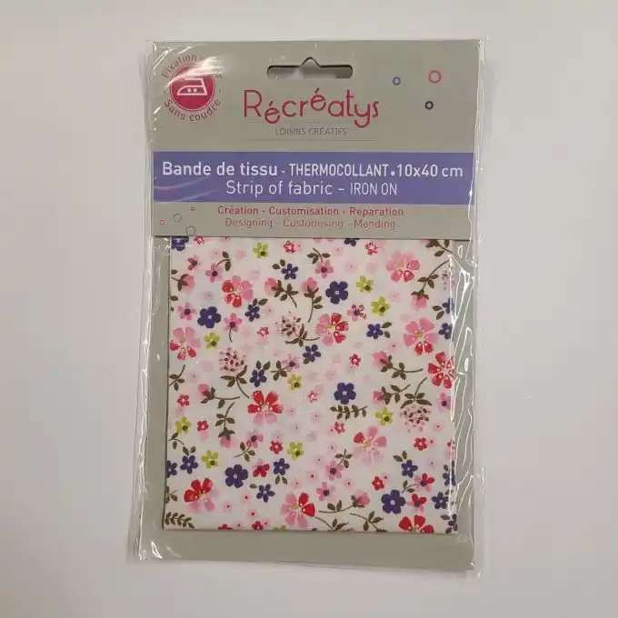 Stoffstreifen zum Aufbügeln mit blumigem Muster in Rosa Zertifiziert