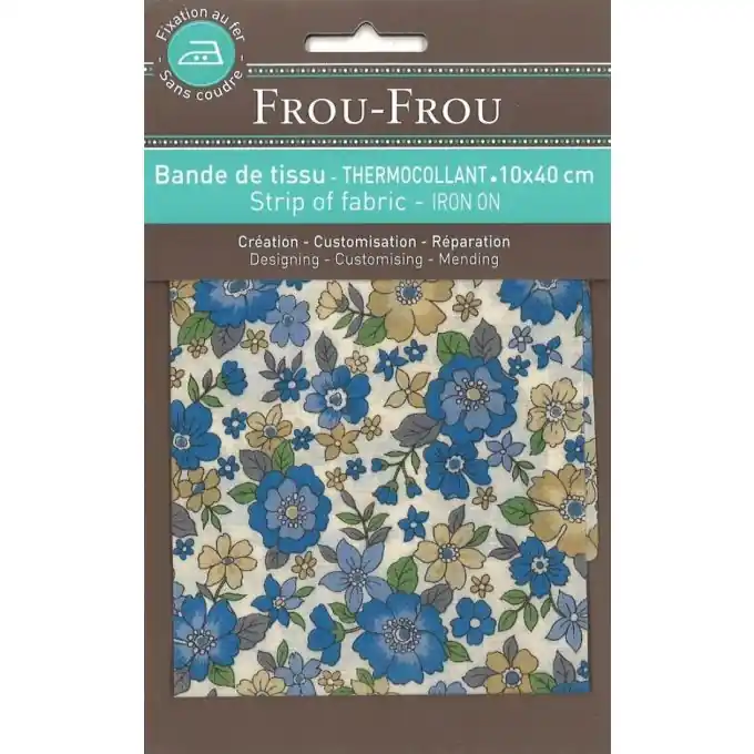 Kostenloser Versand Stoffstreifen zum Aufbügeln 10x40cm Blumenmuster Blau