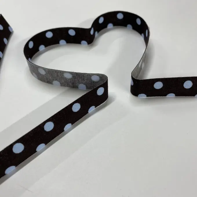 Weltweiter Versand Stoffstreifen zum Aufbügeln 1.5m x 2m braun mit blauen Punkten