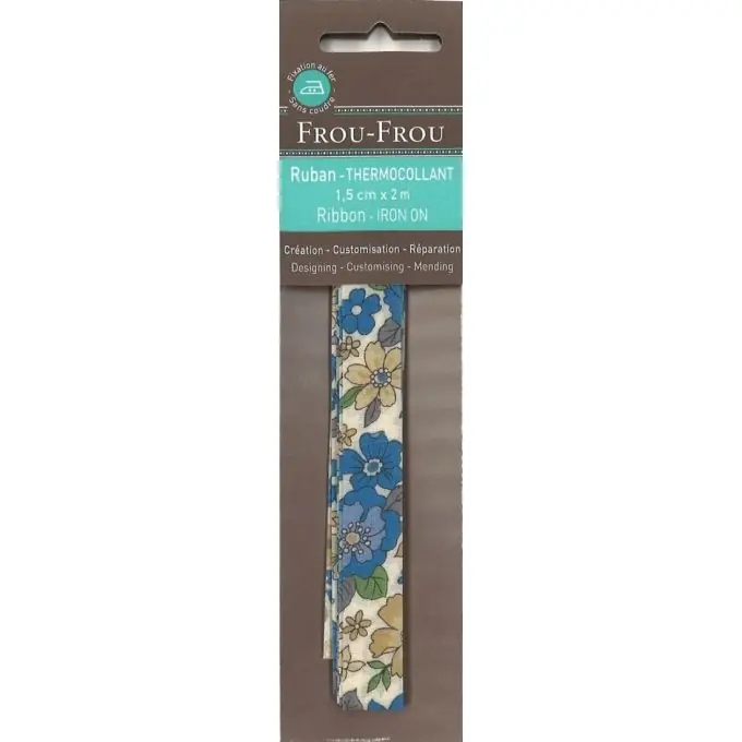 Stoffstreifen 15mmx2m mit blumigem blauen Blumenmuster Billig