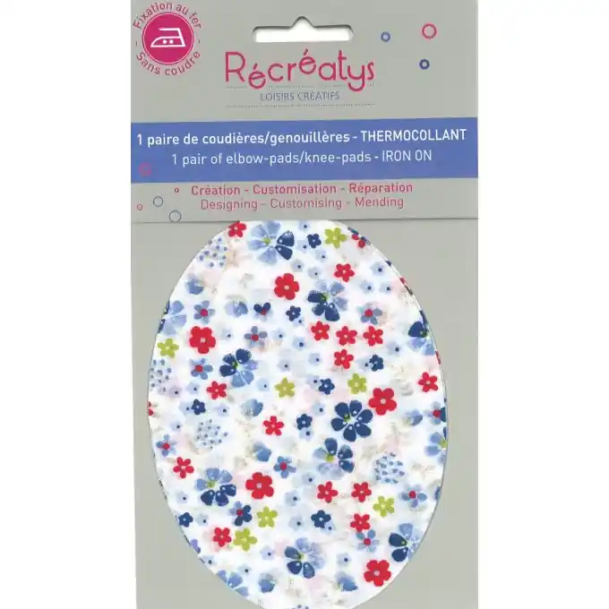 Top-Angebot Ellenbogen/Knie Blumen-Patch blau