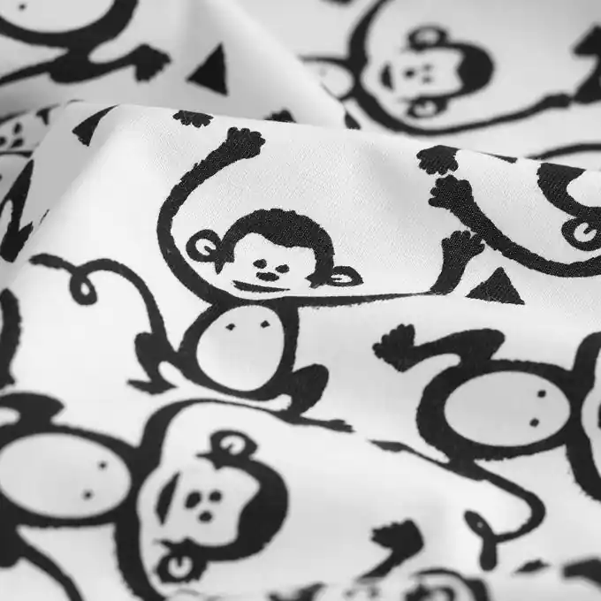 Highlight Jersey Baumwolle Affe weiß schwarz