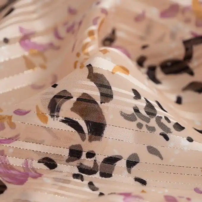 Neue Ware Chiffon Lurex Pinselstriche Nude