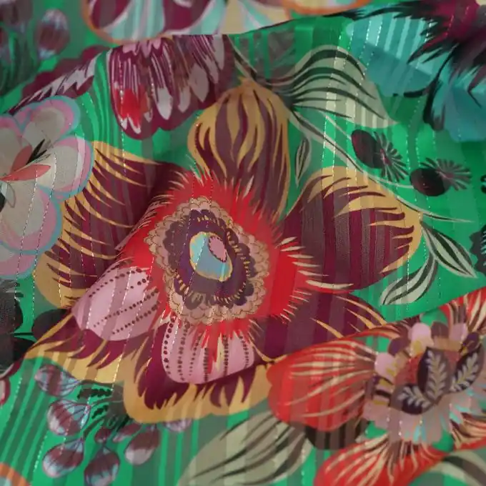 Chiffon Lurex Blumen grün Jetzt Kaufen