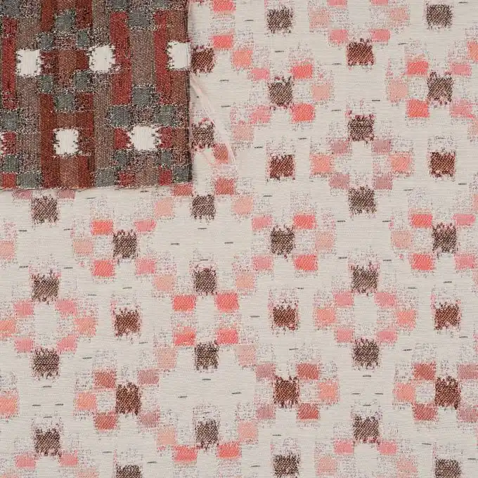 Sonderangebot Jacquard recycelt Ecru rosa glänzend