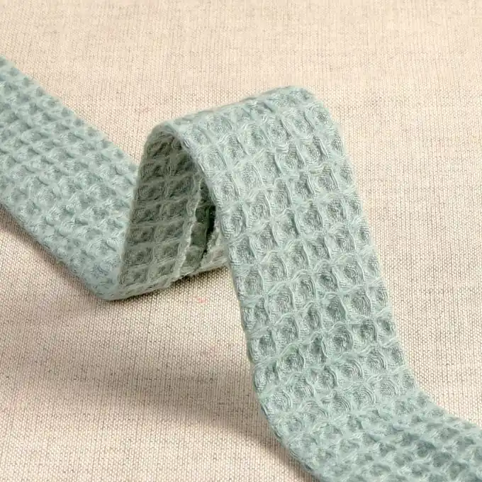 Preisknaller Bio-Waffelfrottee 27 mm mandelgrün