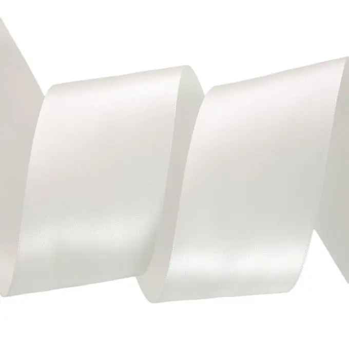 Handgefertigt Doppelseitiges Satinband in Ecru mit OEKO-TEX-Zertifikat