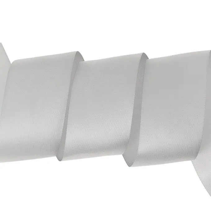 Doppelseitiges Satinband 50 mm Silber/Grau Exklusiv