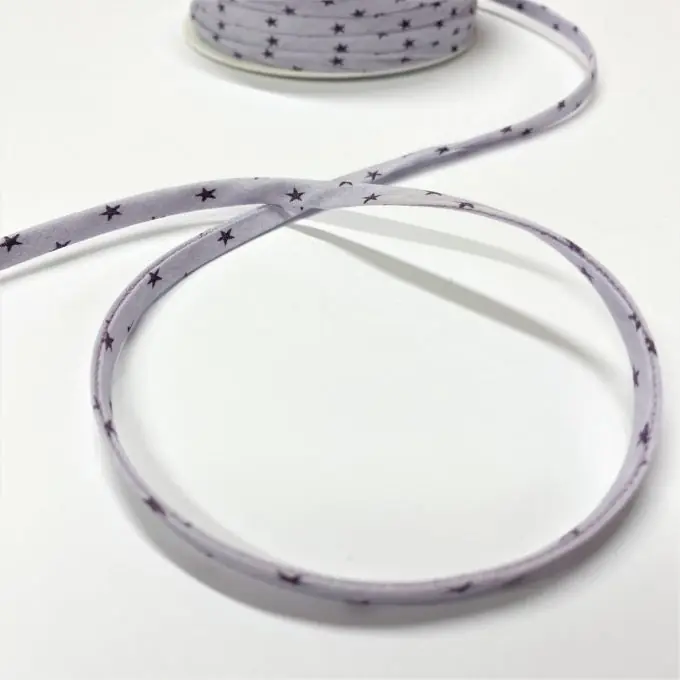 Kordel 7 mm Hellgrau Sterne Top-Qualität