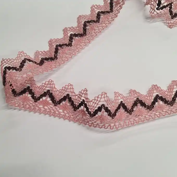 Spitzenband 100% Baumwolle in Rosa und Schwarz Preis Gesenkt