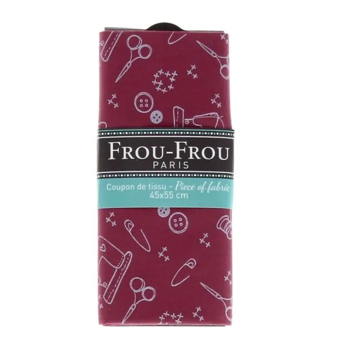 Stoffabschnitt 100% Baumwolle mit Nähzubehör-Muster 45x55cm in dunkelrosa. Handgefertigt