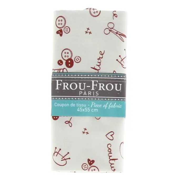 Letzte Chance Stoffabschnitt 100% Baumwolle mit rotem Nähmuster 45x55cm blau grau