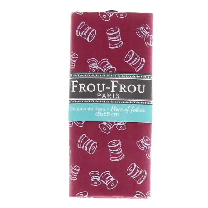 Handgefertigt Stoffabschnitt 100% Baumwolle mit Spulenbandmuster 45x55cm in dunkelrosa