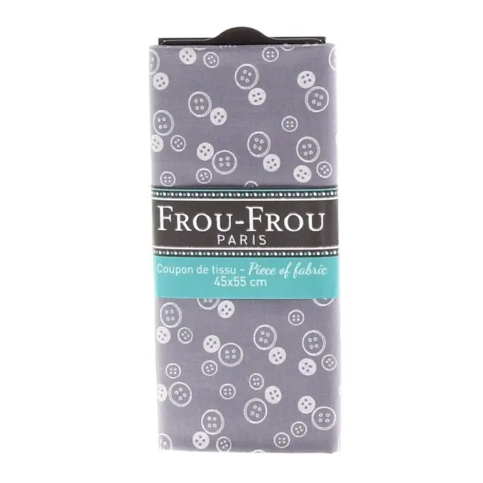 Preis Gesenkt Stoffabschnitt 100% Baumwolle mit Knopfmuster 45x55cm grau/lila