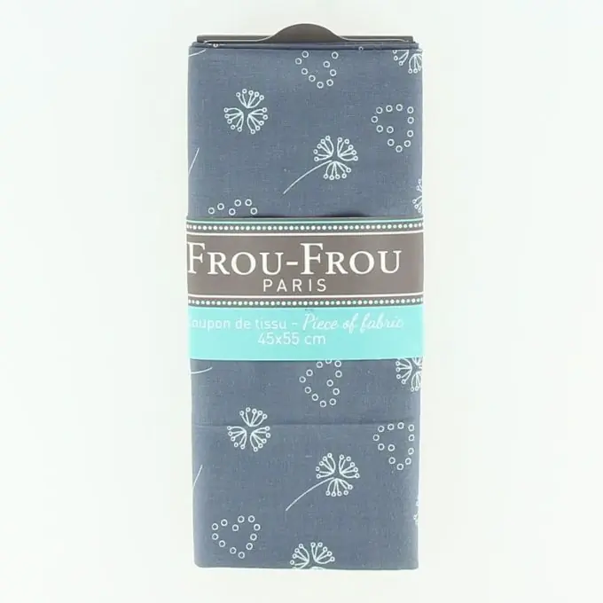 Top-Seller Stoffabschnitt 100% Baumwolle mit zartem Naturmuster 45x55cm in Jeansblau