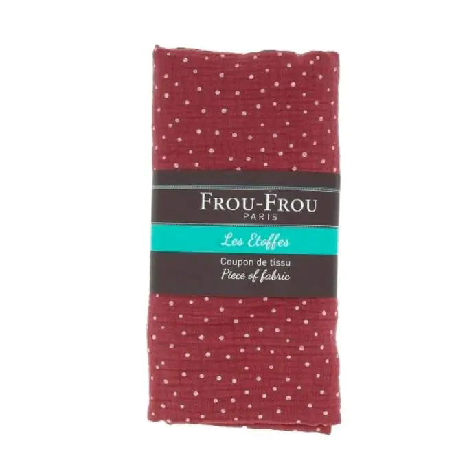Grosser StoffAbschnitt mit Polka Dots, 130x70cm, Doppellagiger Gaze-Stoff in Rot Markenware