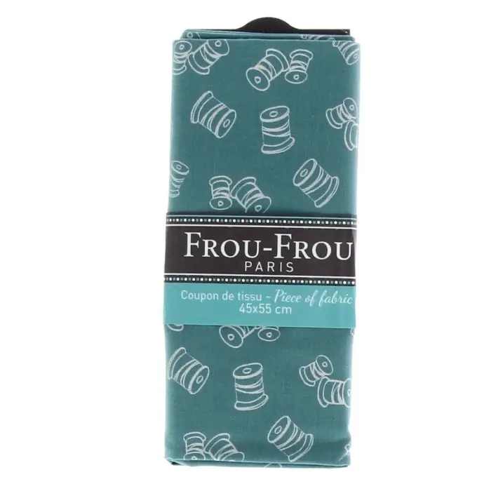 Preiswert Stoffabschnitt 100% Baumwolle mit Spulenbandmuster 45x55cm in Türkisblau