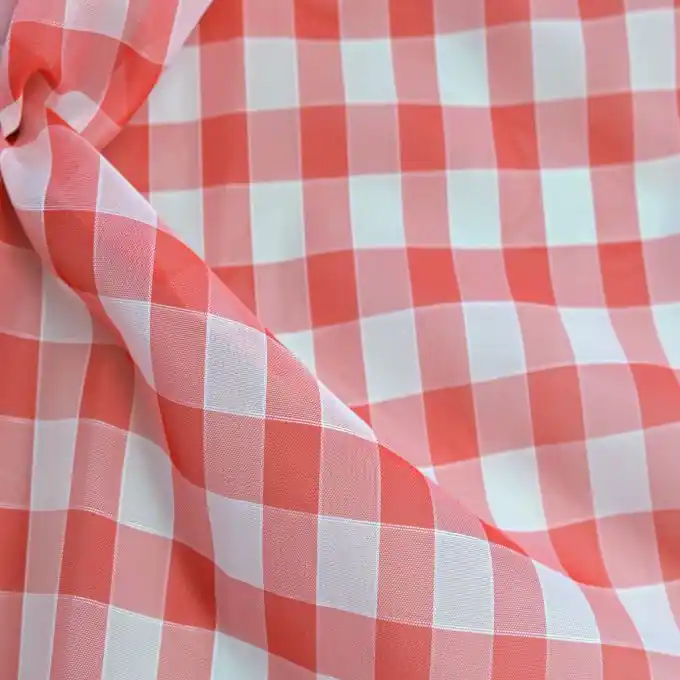 Vorhangsstoff Vichy rot weiß Weltweiter Versand