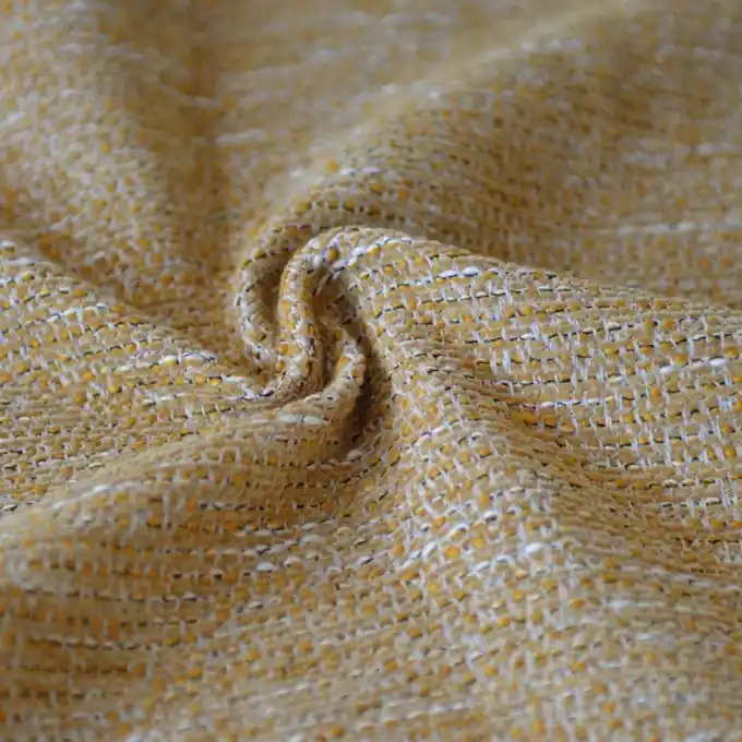 Jacquard ecru meliert Chenille Senfgelb Mengenrabatt