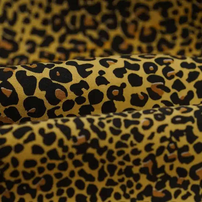 Kracherpreis Popeline Viskose Ecrovero Leopard gelb