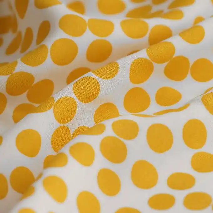 Angebot Popeline Viskose Punkte gelb weiß