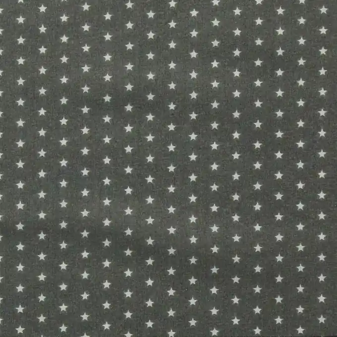 Neue Kollektion Batist Baumwolle Anthrazit Sterne weiß