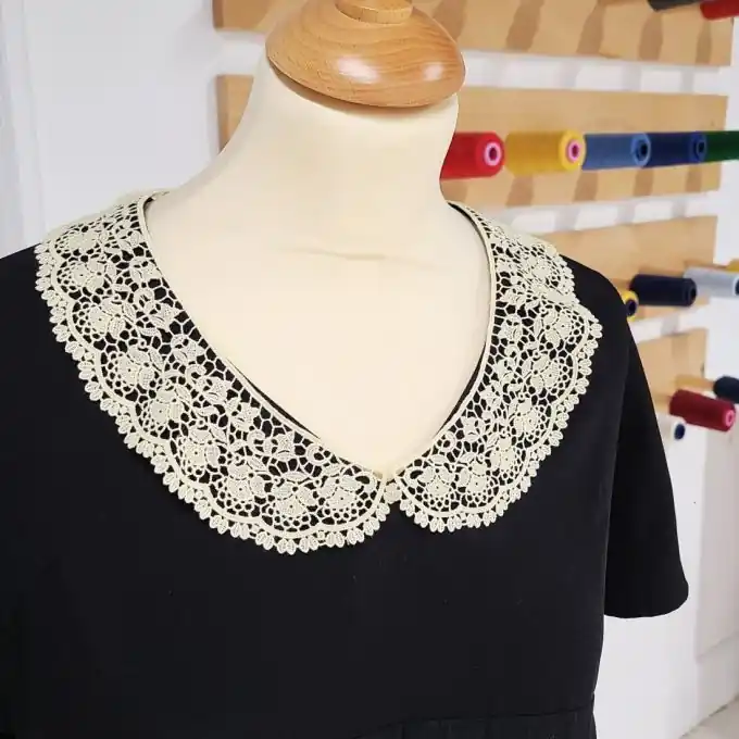 Baumwollspitzenkragen in ecru – Accessoire Made in France Echt