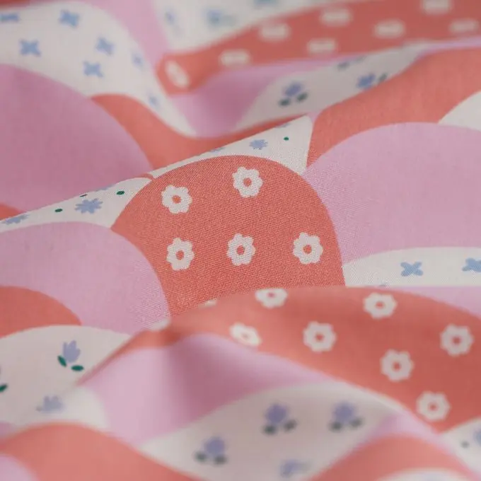 Online Kaufen Popeline Baumwolle Wellen rosa weiß