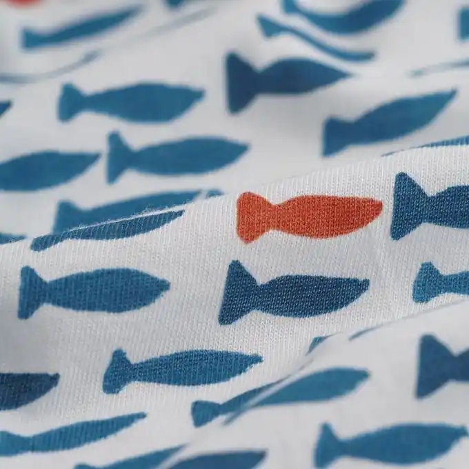 Großhandel Jersey Baumwolle Fische blau weiß