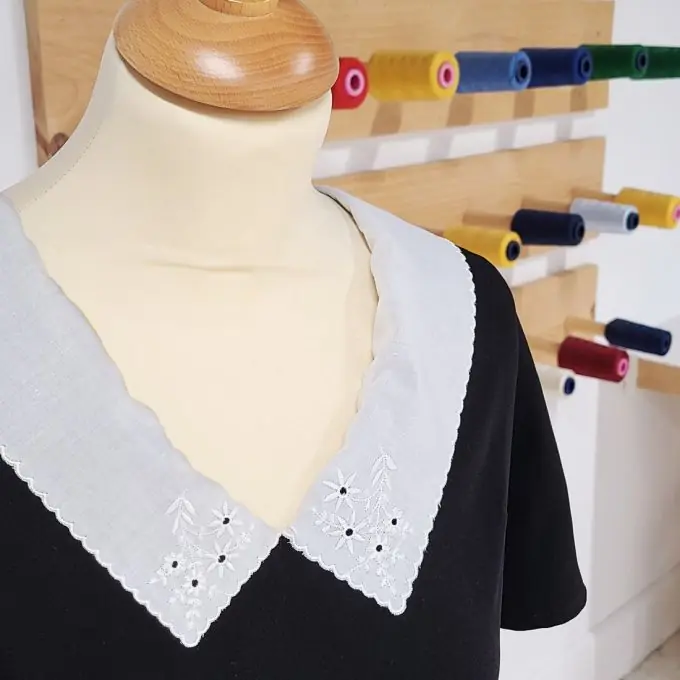 Bestickter Baumwollkragen in Weiß aus Frankreich Versand Am Gleichen Tag