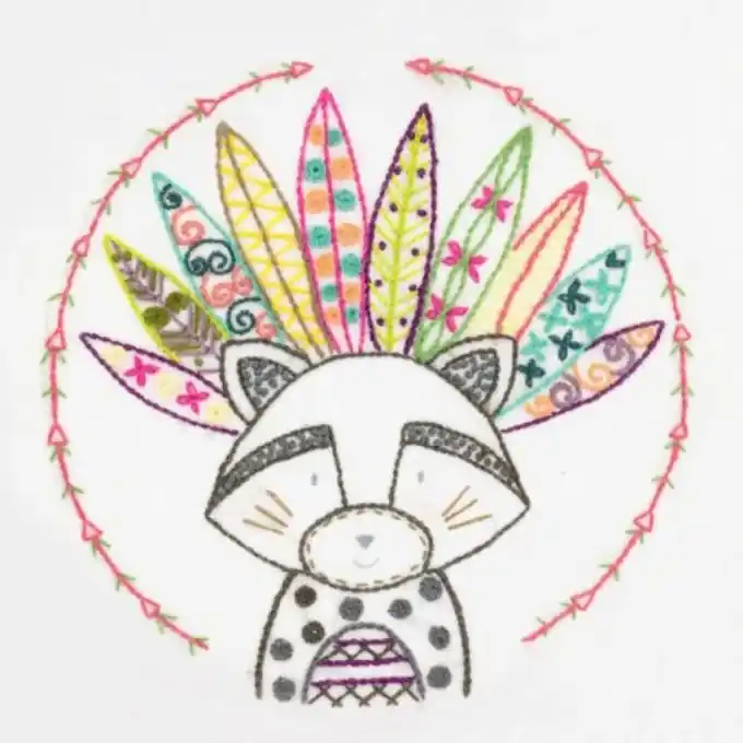 Neue Kollektion Stickset für Anfänger – weißer Stoff, 21×21 cm