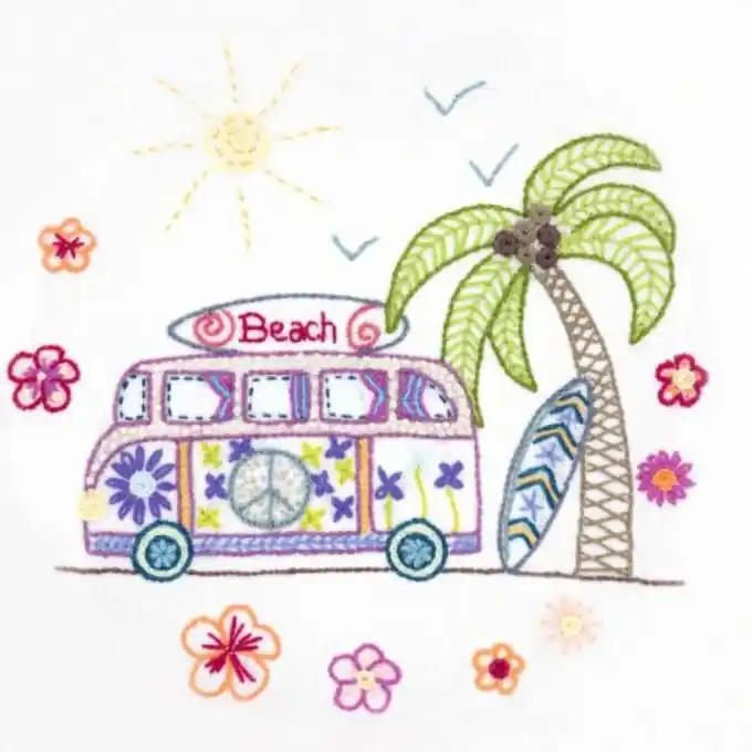 Stick-Kit für Anfänger: weißer Stoff 21×21 cm, inkl. Garne und Anleitung Online Kaufen