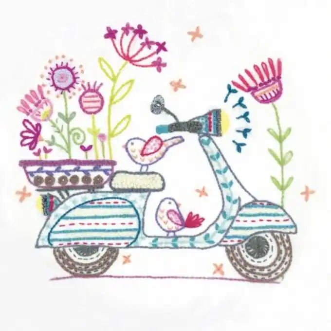 Stick-Kit für Anfänger: weißer Stoff, 21×21 cm Kostenloser Versand