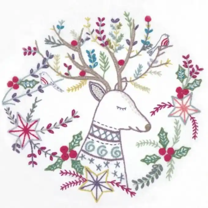 Im Trend Stick-Kit für Anfänger: Weißer Stoff, Stickgarn, Nadel