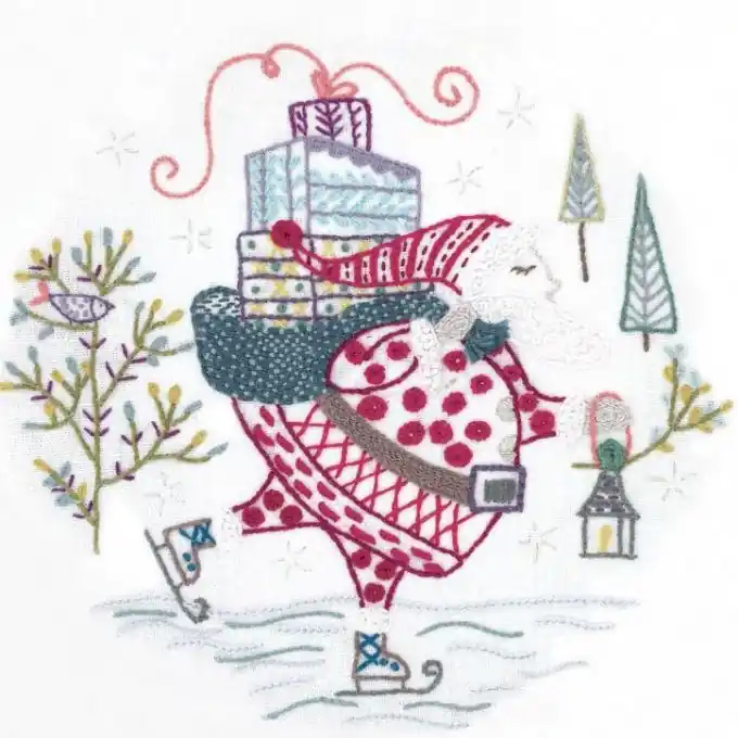 Heißes Angebot Stick-Kit für Anfänger: Bedruckter Stoff, Stickgarne, Nadel