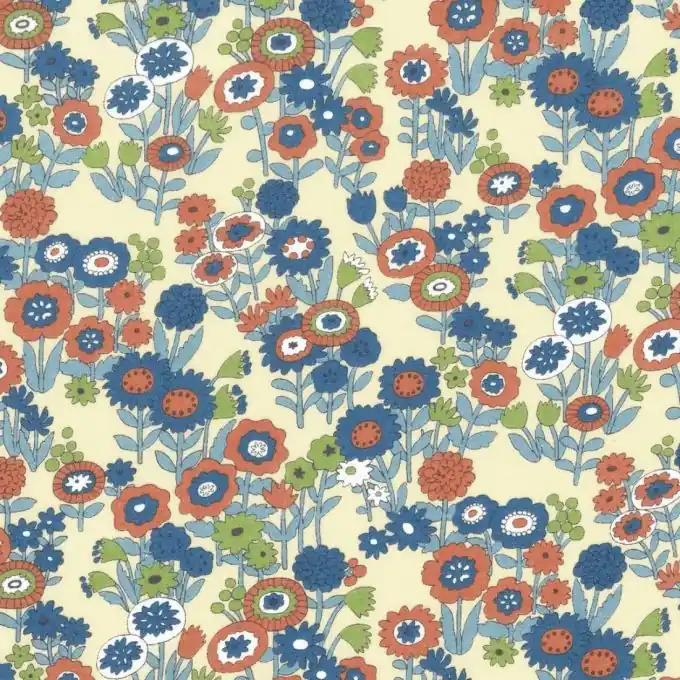 Batist blassrosa Blumen blau rot Markenware