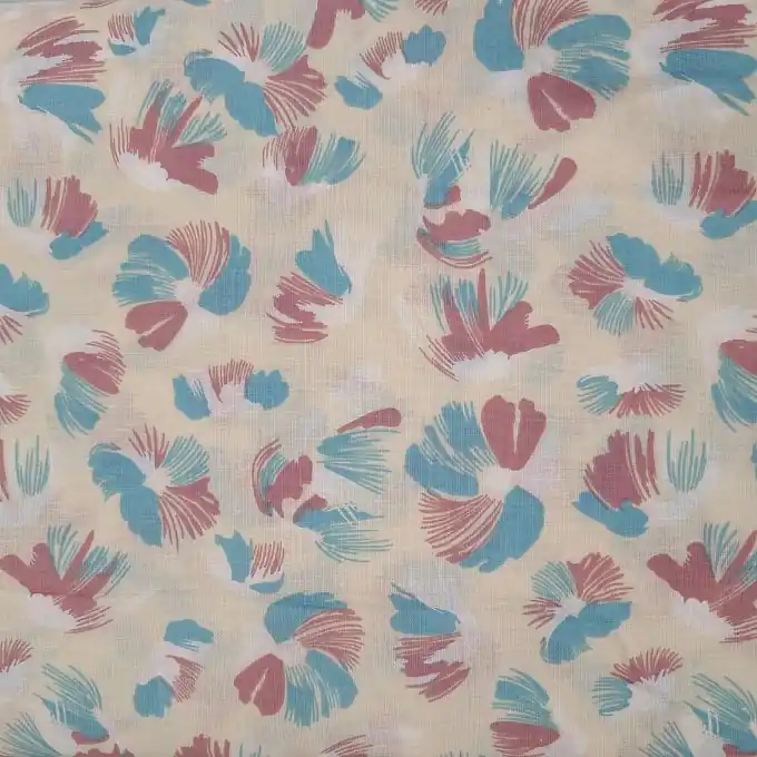 Im Trend Baumwoll-Voile Beige mit Blumenmuster 150cm Breite