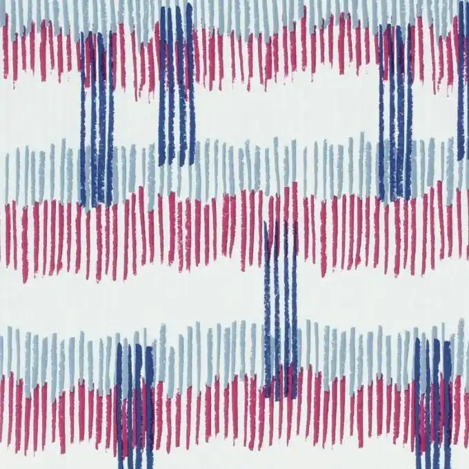 Jetzt Kaufen Baumwoll-Voile Weiß mit Blau-Rot-Marine Grafikmuster, 150 cm Breite