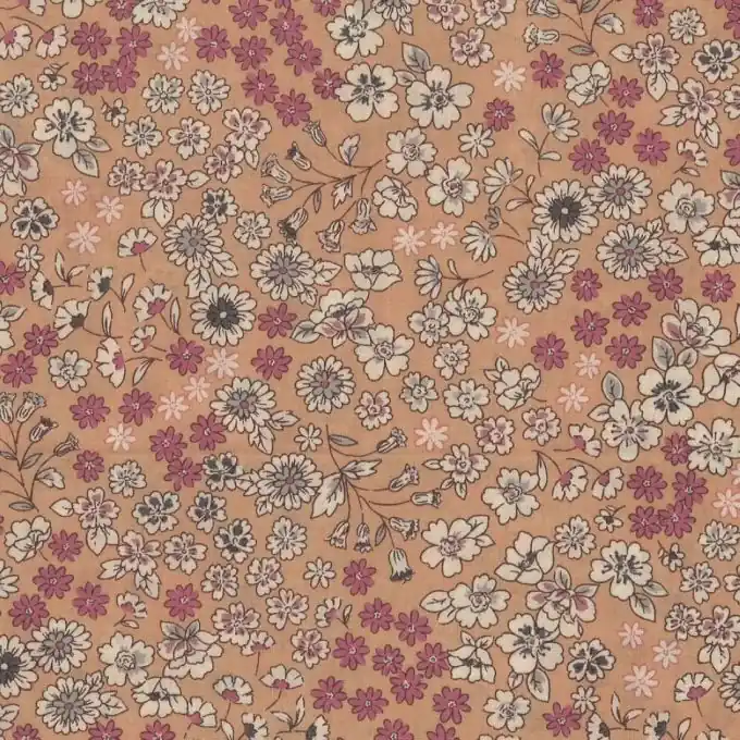 Batist Baumwolle Pfirsich Wildblumen Frou Frou Sonderangebot