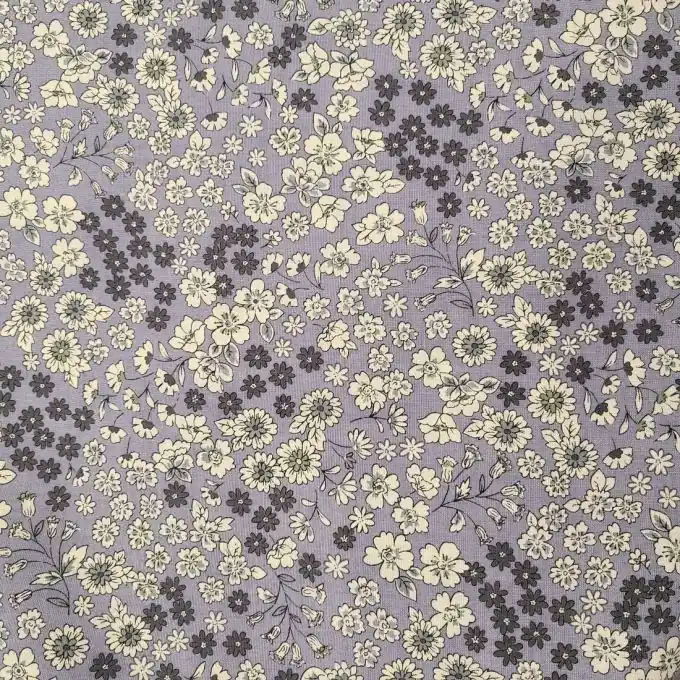 Baumwoll-Voile Lavendelgrau mit Blumen 110cm – Frou Frou Kostenloser Versand