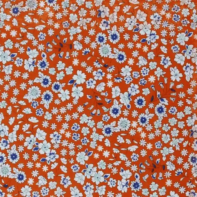 Batist Baumwolle blutorange Wildblumen Frou Frou Abverkauf