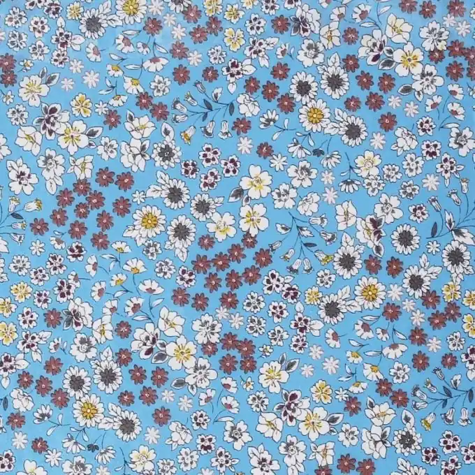 Batist Baumwolle azur Wildblumen Frou Frou Solange Der Vorrat Reicht