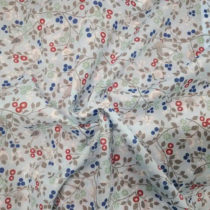 Batist himmelblau Vögel Blumen Frou Frou Garantierte Lieferung